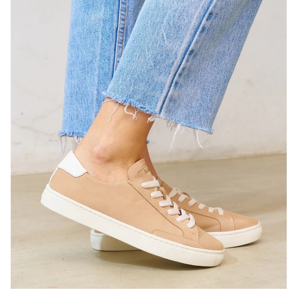 Soludos The Ibiza Classic Sneakers Champagne Pink leather lace up size 7.5